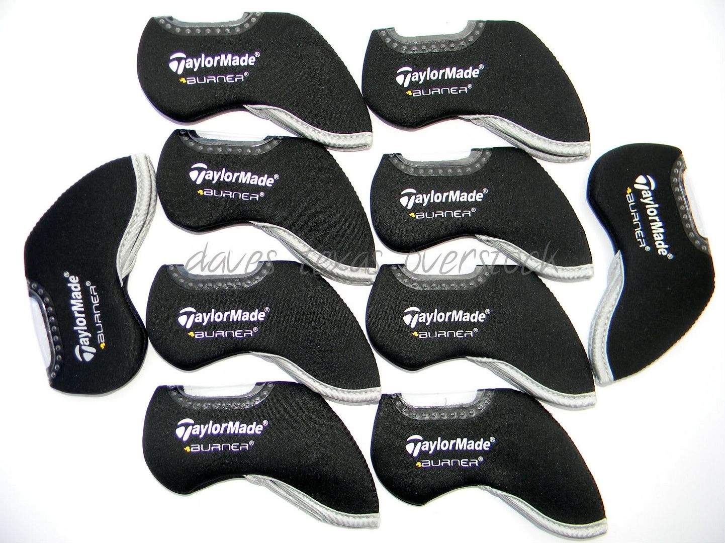 10 Taylormade Burner Iron Covers New Black Neoprene Golf Headcovers