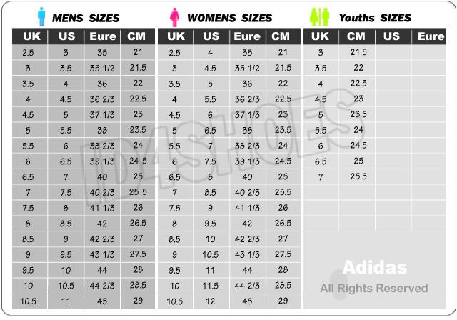 adidas boots size guide