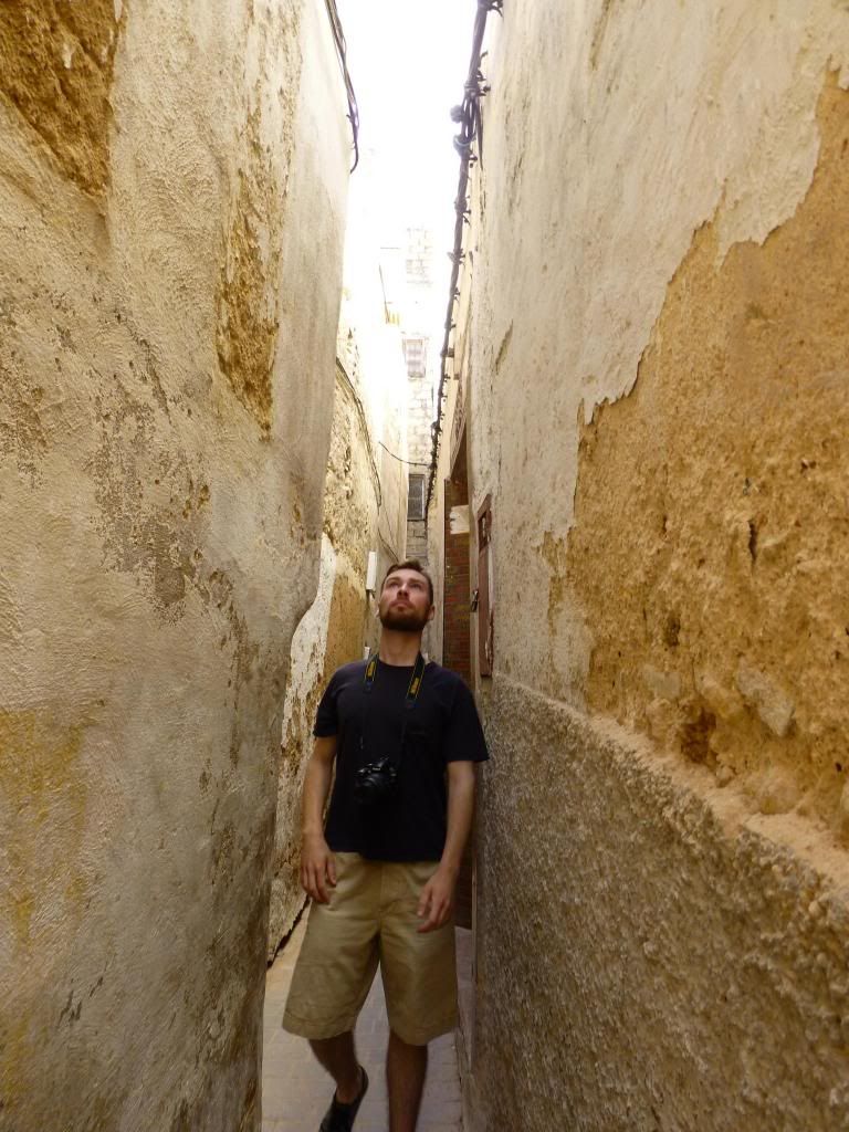 A very narrow alleyway.