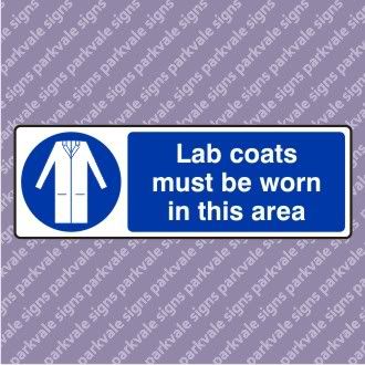 instruction sign,mandatory signs 有关以下物品的详细资料: 300x100 lab coats must be worn sign