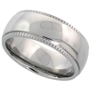 Details about Stainless Steel 8 mm Milgrain Dome Band Ring Wedding