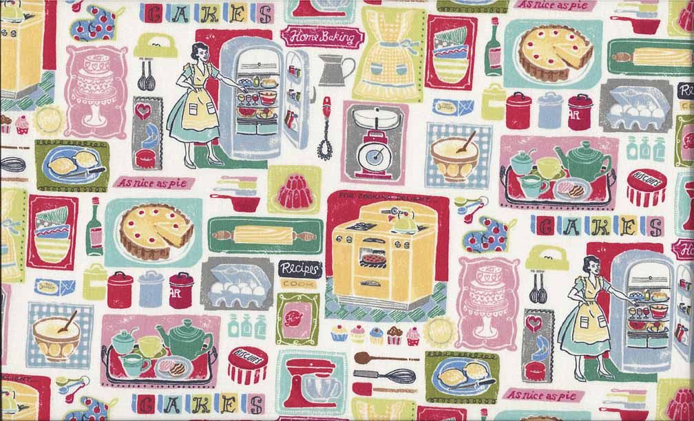 Retro Bake Home Baking Themed 100 Cotton Fabric by Makower FQ eBay