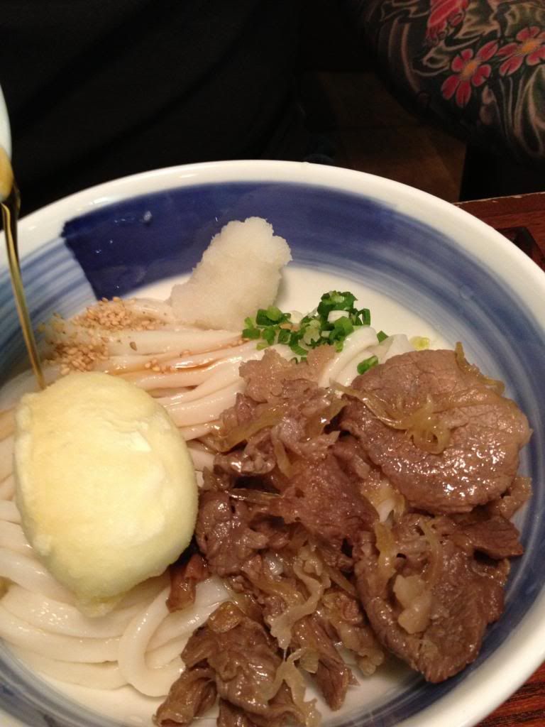 Nagasaki Udon-Beef and Tempura whole egg