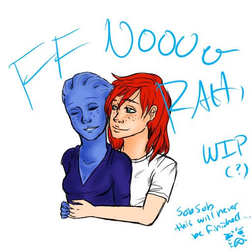 femshep/liara pic that will never be finished sobsob under the cutttt    sobs again