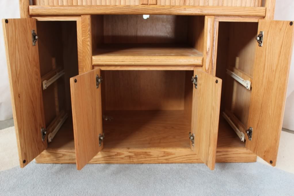 USED Oak Entertainment Center TV Armoire Unit Sliding Doors w/ Top