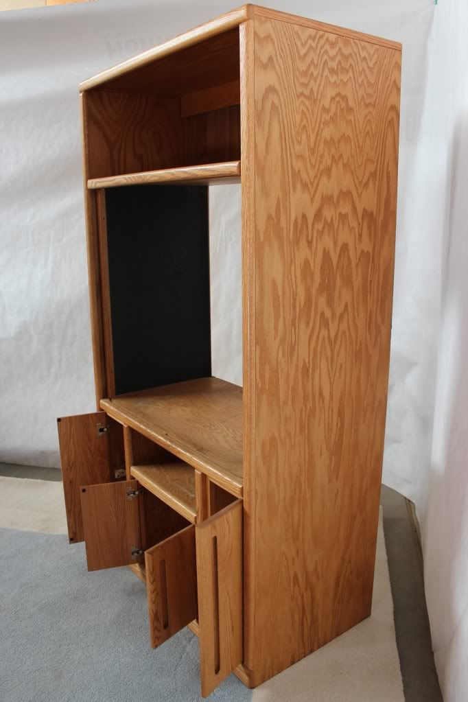 USED Oak Entertainment Center TV Armoire Unit Sliding Doors w/ Top