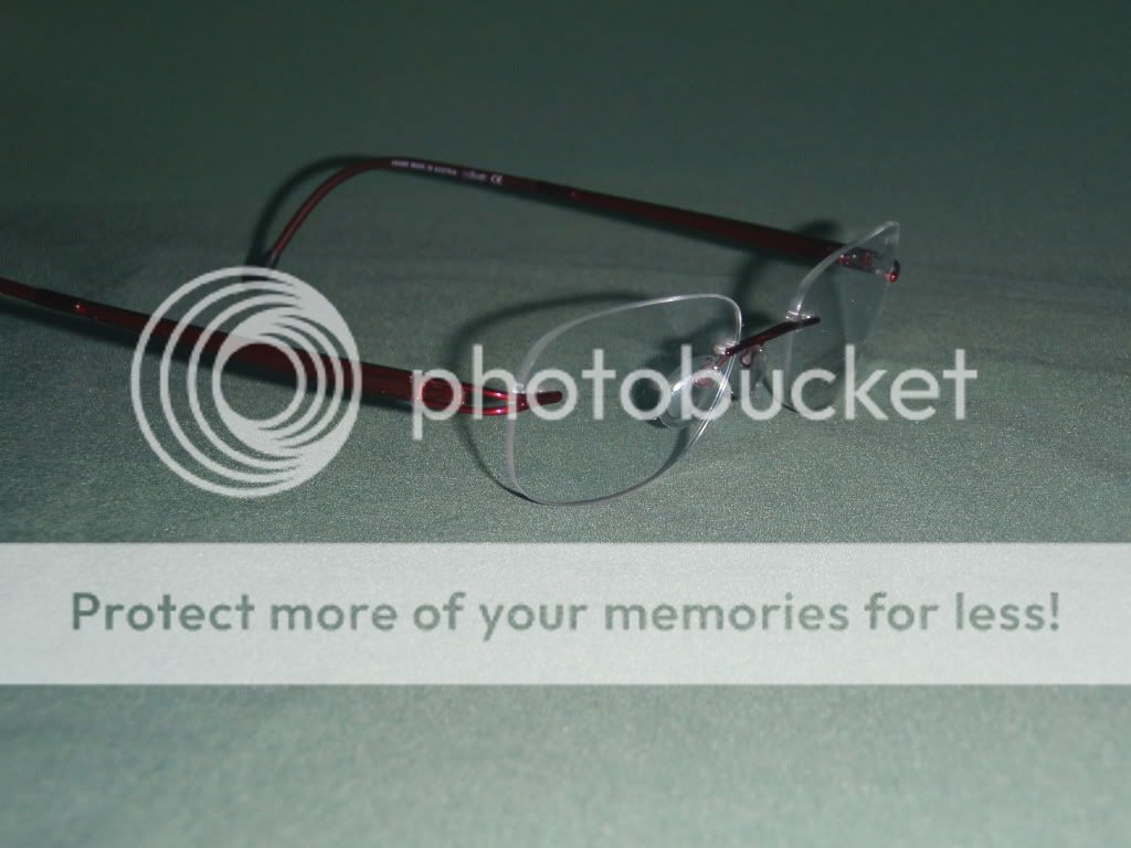   EYEGLASS FRAME W/CASE & CLOTH RED RIMLESS AMAZING  