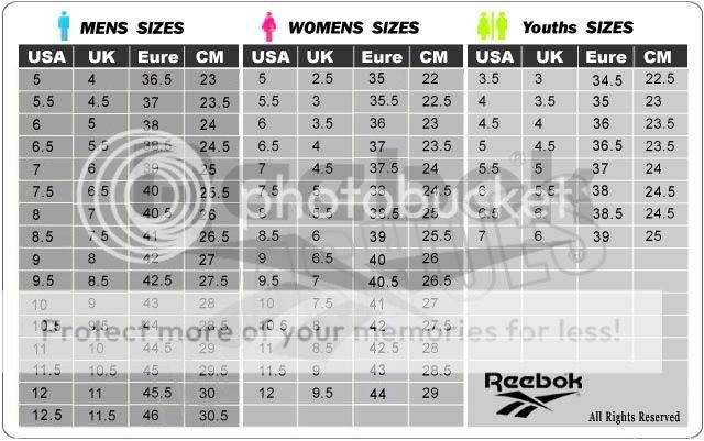 reebok jogger size chart