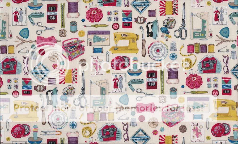 Sew Retro Vintage Sewing Notions Fabric by Makower 100% Cotton FQ | eBay