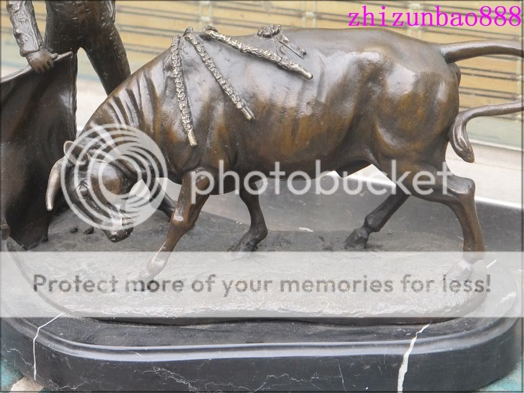   Bronze & Marble matador OX Red cloth Spanish Fighting Bull Toro Bravo