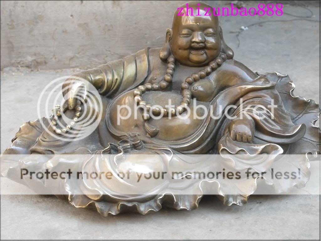 16chinese happy Pure Bronze Benevolent smile Maitreya Buddha  