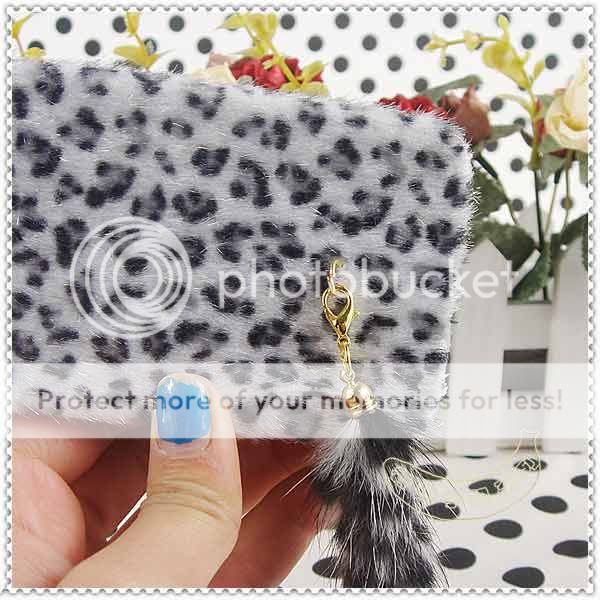 Cute 3D Tiger Leopard Hair Soft Fur Tail Rubber Soft Cover Case For 